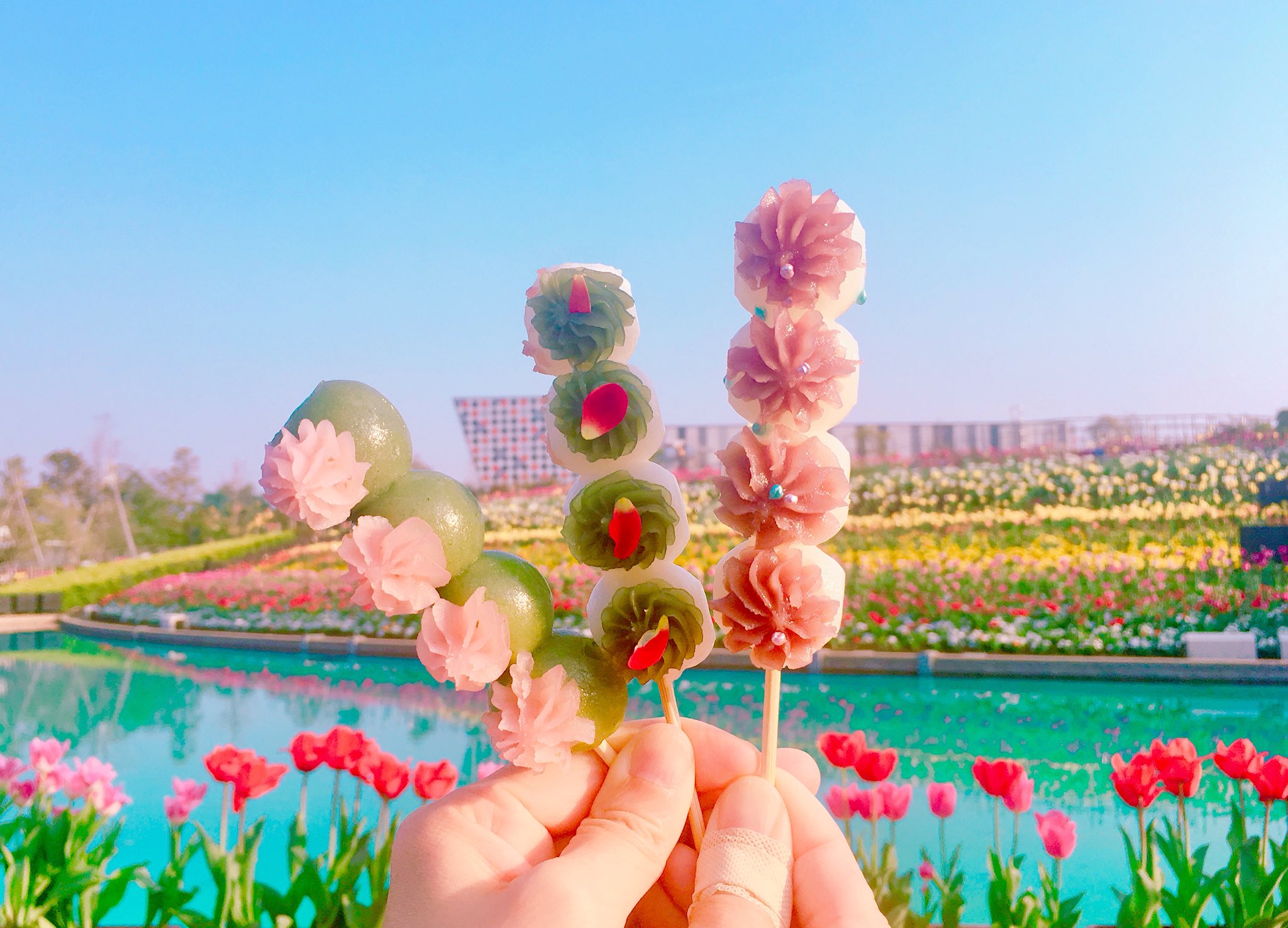 ラグーナテンボス お花のあんこをデコレーションしたお団子もフラワーラグーンで販売してまーす 花よりだんごですねw ラグーナテンボス フラワーラグーン T Co 9dprkxsut5 Twitter