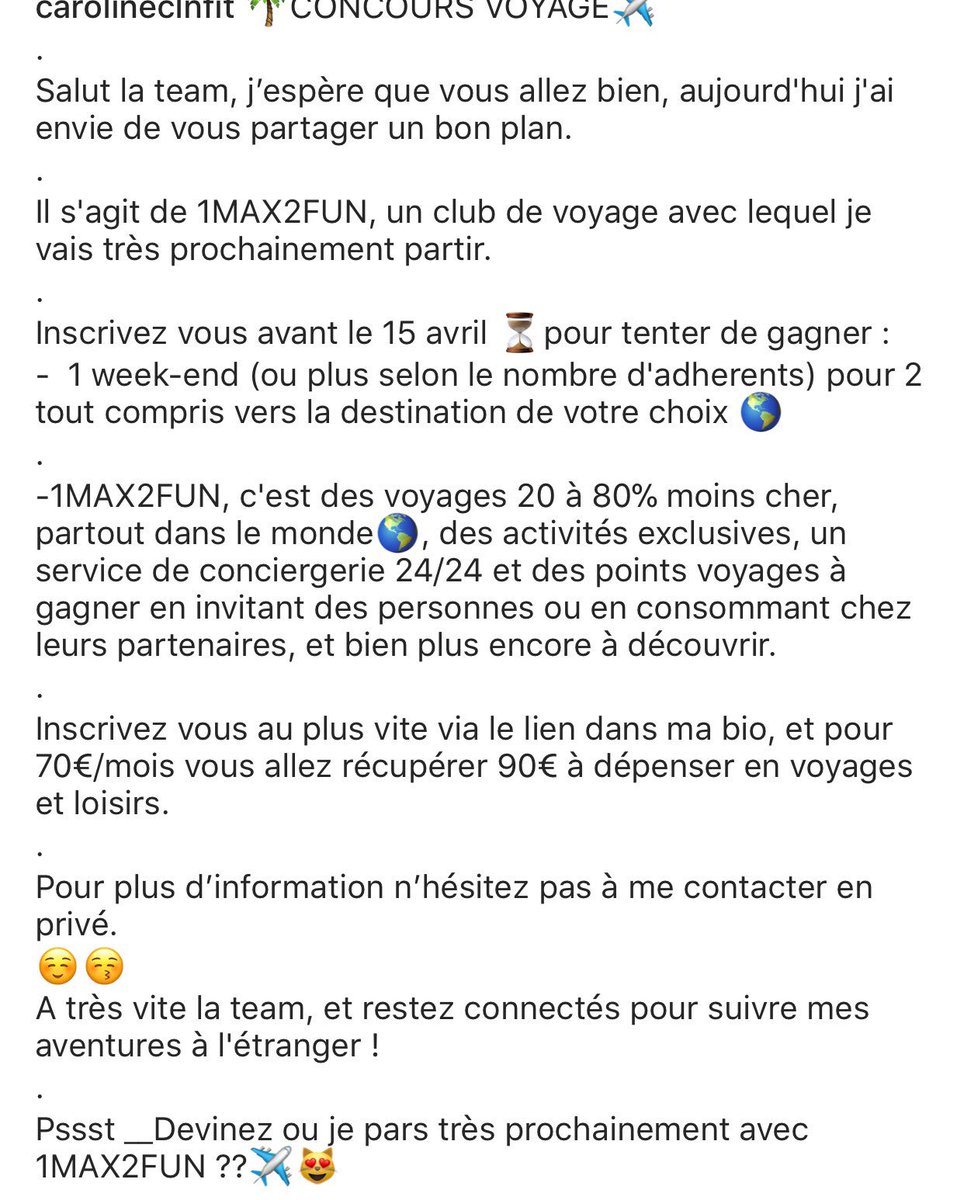 Caroline Cln Fitness Concours Voyage Inscription Sur Le Site T Co 6gm5wdoaed Obligatoire Pour Participer