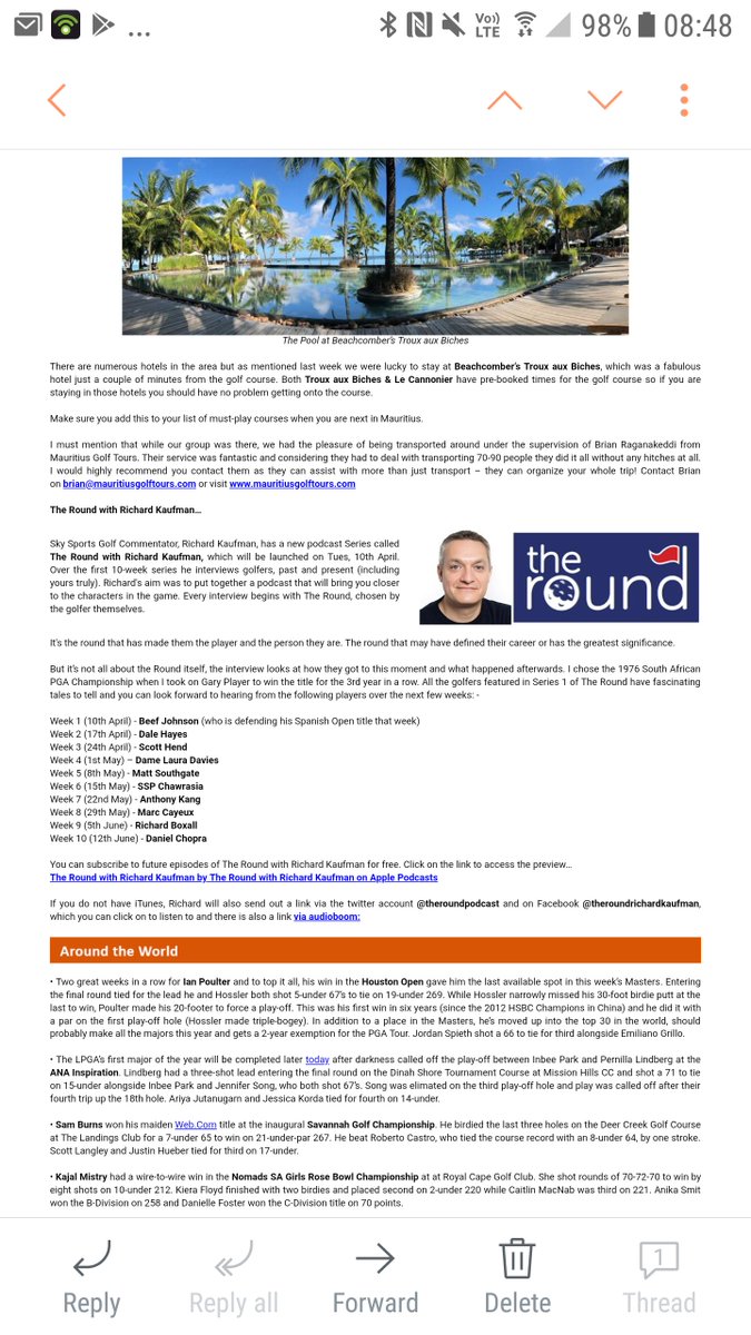 One week away and a first bit of publicity for <a href="/theroundpodcast/">The Round Golf Podcast</a> courtesy of my guest for week 2, former @EuropeanTour number 1 Dale Hayes.
You can subscribe now for free via <a href="/ApplePodcasts/">Apple Podcasts</a>