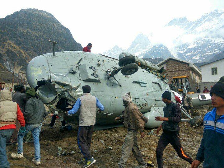 ht_uttarakhand's tweet photo. Indian Air Force chopper crashed in Kedarnath shrine. No casualty so far @htTweets https://t.co/PAYYl08isv