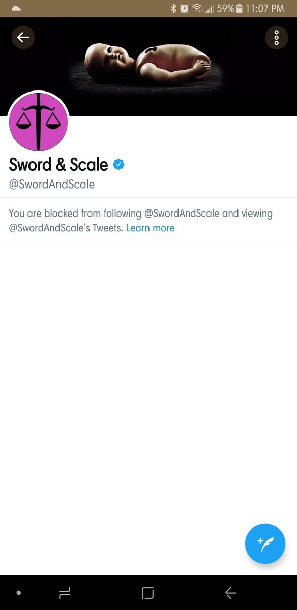 strangedetour's tweet photo. 😂😂😂
When you get blocked from a podcasts page because you stood up for the fans they were picking on. 
I'm honored @SwordAndScale.
PS. The host of this show is total shit. Never listen to it. Bully's his fans on the regular and says horrible things to women.
#fuckswordandscale https://t.co/PsT7B9xfni