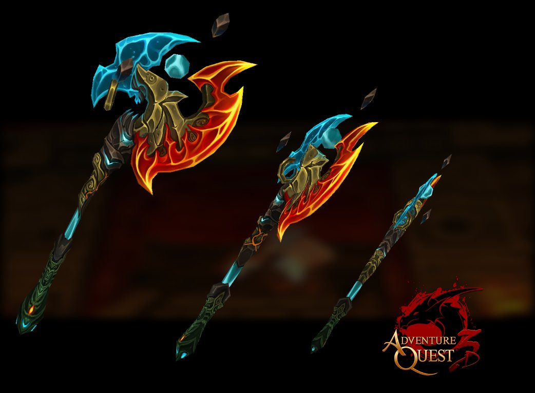 DageTheEvil's tweet image. Elemental axe #AQ3D
