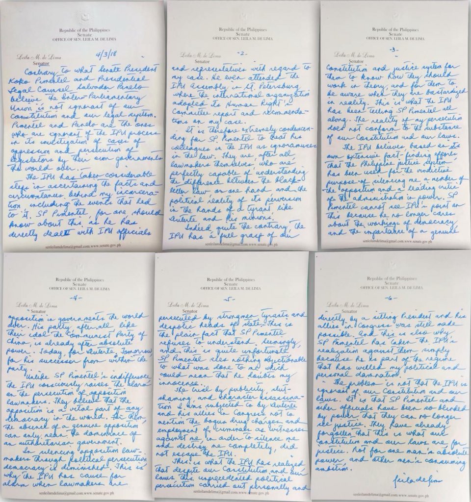 De Lima parang awa mo na! tigil tigilan mo na ang mga wlang kwentang sulat na ito! nag aaksaya ka sa papel at ballpen!