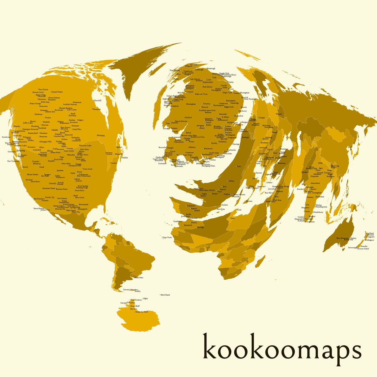 kookoomaps's tweet photo. Places I've been in the #Atlantic and #Antarctica. Go to https://t.co/LWdOZ4r898 to make a weird and wonderful map of _your_ world! #Montevideo #Falklands #SouthGeorgia #Rothera #Signy #BirdIsland #worldmap #map #maps #mapart #visualization #cartography #custommap #kookoomaps https://t.co/gqVRGSFlIZ