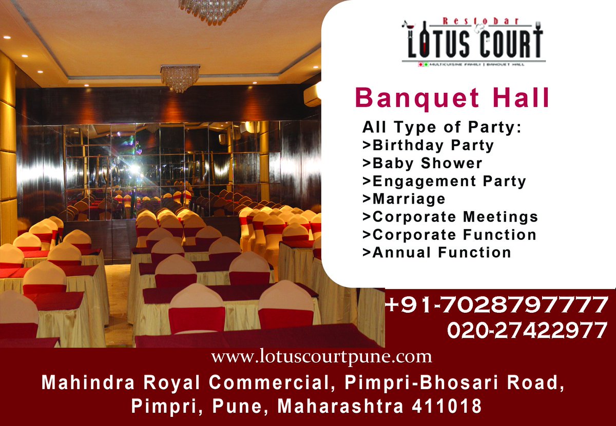 LotusCourtPune's tweet photo. #Banquet_hall #birthday_party #wedding #function #good_food #restaurant #food_lovers #foodmood #restobar #bar #beer #vodka #pimpri #chinchwad #pimprichanchwad #pcmc #pune 
facebook page https://t.co/A1BaFa81XP
@pune  @PuneFoodAlerts  @PuneFoodies @PuneFashionWeek @PuneFoodiez https://t.co/Y9bndZi2Eb