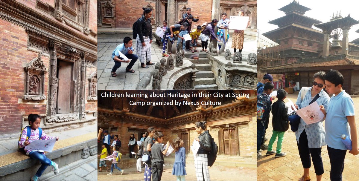 UpshiftsFi's tweet photo. सम्पदाको सहरमा बालबालिका : बालबालिकाहरुको छुट्टीको सदुपयोग गर्दै पाटन दरबार क्षेत्रमा "ट्रेजर हन्ट" खेल मार्फत सम्पदा बारे सिकाउदै वरिष्ठ कलाकार अस्मिना रंजित र संरक्षणविद शिरिष भट्ट । सम्पदा संरक्षणमा बालबालिकालाई सहभागी गराएकोमा #NexusCulture र #KVPT लाई धन्यवाद https://t.co/gw86Q3V6e4