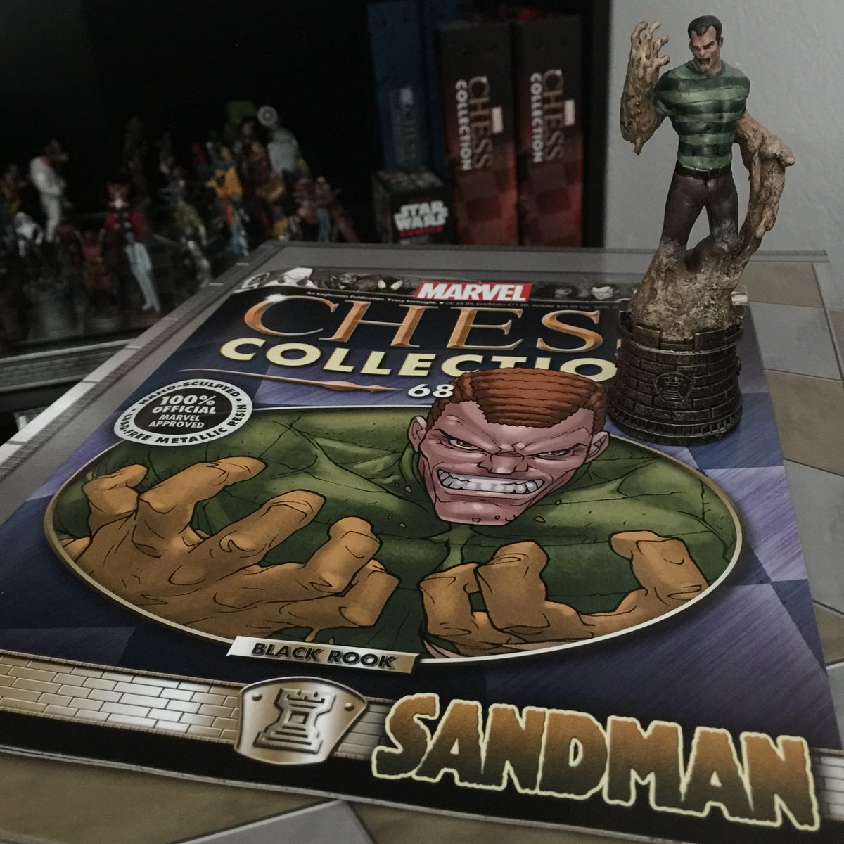 SunspotsComics's tweet photo. SANDMAN: Piece #68 arrived today!One of my favorite Spider-Man Villains! New chess board! #sandman #flintmarko #shapeshifter #spiderman #sinistersix #marvel #marvelchess #eaglemoss #blackrook #sand #check #checkmate @eaglemosscollections #chess #rook #supervillain https://t.co/VVKcyAdNdP