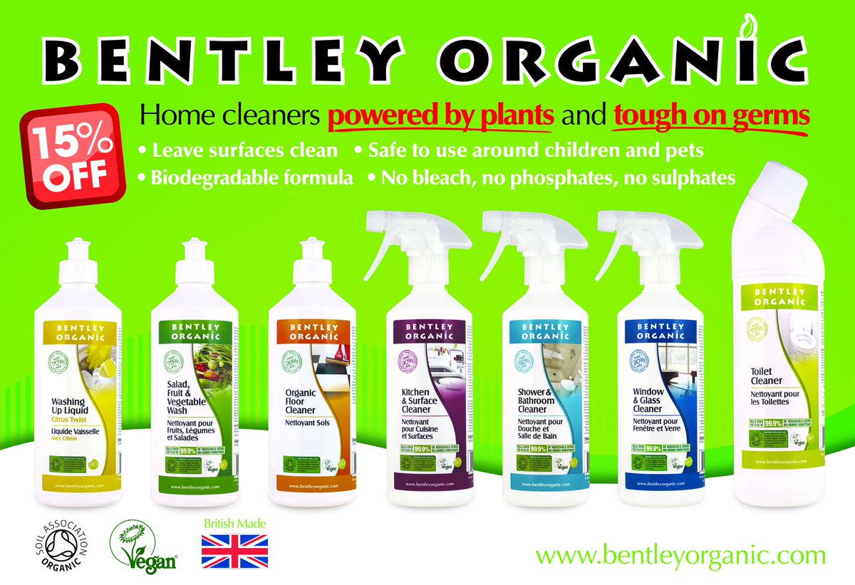 CLFDistribution's tweet photo. 15% off Home cleaners powered by plants by Bentley Organic. @BentleyOrganic https://t.co/A8SH75QreC