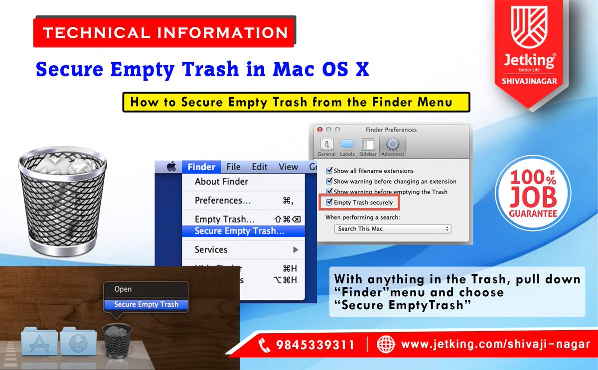 Jetkingshivajin's tweet photo. #Secure #Empty Trash in #Mac OS X
Source : https://t.co/eJo2QfrzF4
100% #JOB #GUARANTEE
#Register here: https://t.co/zTzrsEAUUX
CALL: 9845339311
https://t.co/IsyucykG8u
#JetkingInstitute #Smartcity #Skillindia #Startupindia #iamjetking https://t.co/gNQ190uMzc