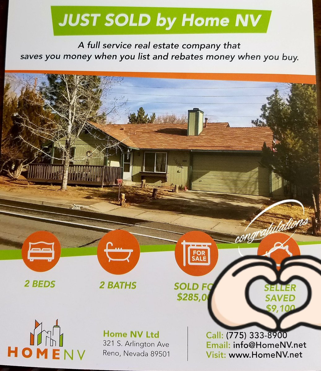 HomeNVRaquel's tweet photo. This seller SAVED $9, 100 in commission by working with Home NV Real Estate!

Call us and see how much we can  SAVE YOU today!!
775-333-8900

#locallove #localbrand  #keepingitlocal #renorealestate #savemoney #smartseller #savewhenyoulist #earnwhenyoubuy #northernnevadarealtor https://t.co/WveUmnI4eW