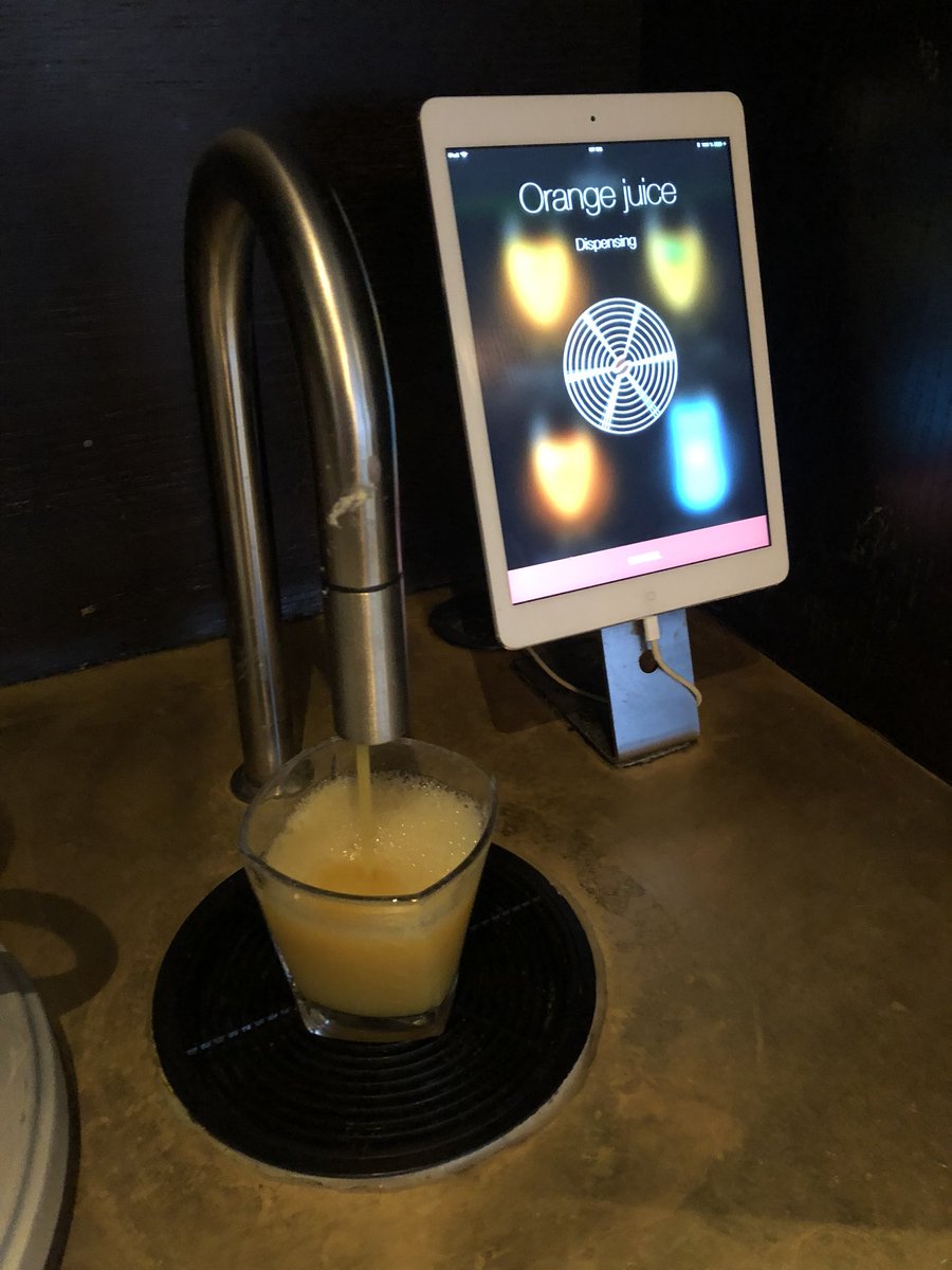 AMSherrington's tweet image. Technologicallly advanced breakfast at the Scandic hotel - select your juice on the iPad and watch it being poured into your glass!