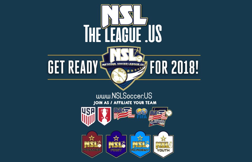 MiamiTangoSC's tweet photo. National Soccer https://t.co/Q30fLzrKok
NSL 2018 Premier Championship
JOIN AS / AFFILIATE YOUR TEAM
Kickoff April 2018
https://t.co/J4oGfvNhD7
NSLSoccer@USA.com
*NSL Premier League
*NSL First League
*NSL Academy League
*NSL Youth League
@NSLSoccer
#NSLSoccer https://t.co/IeU96lmgAI
