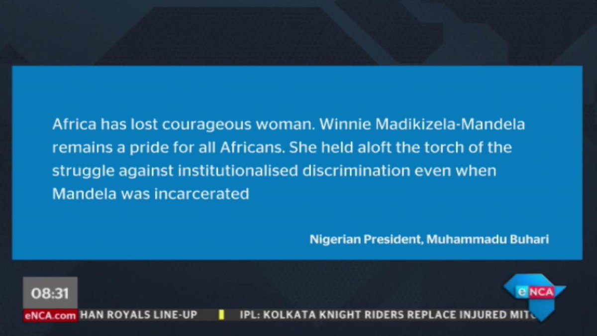 eNCA's tweet photo. Nigerian President Muhammadu Buhari on #WinnieMandela https://t.co/5MeKtiGkPP