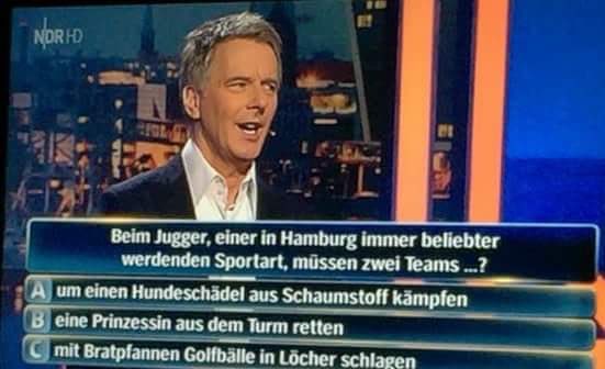 Jugger on "Who Wants to be a Millionaire" 
To be able to answer this question and more: Sunday's Fairview Park 1pm #jugger #juggerworldwide