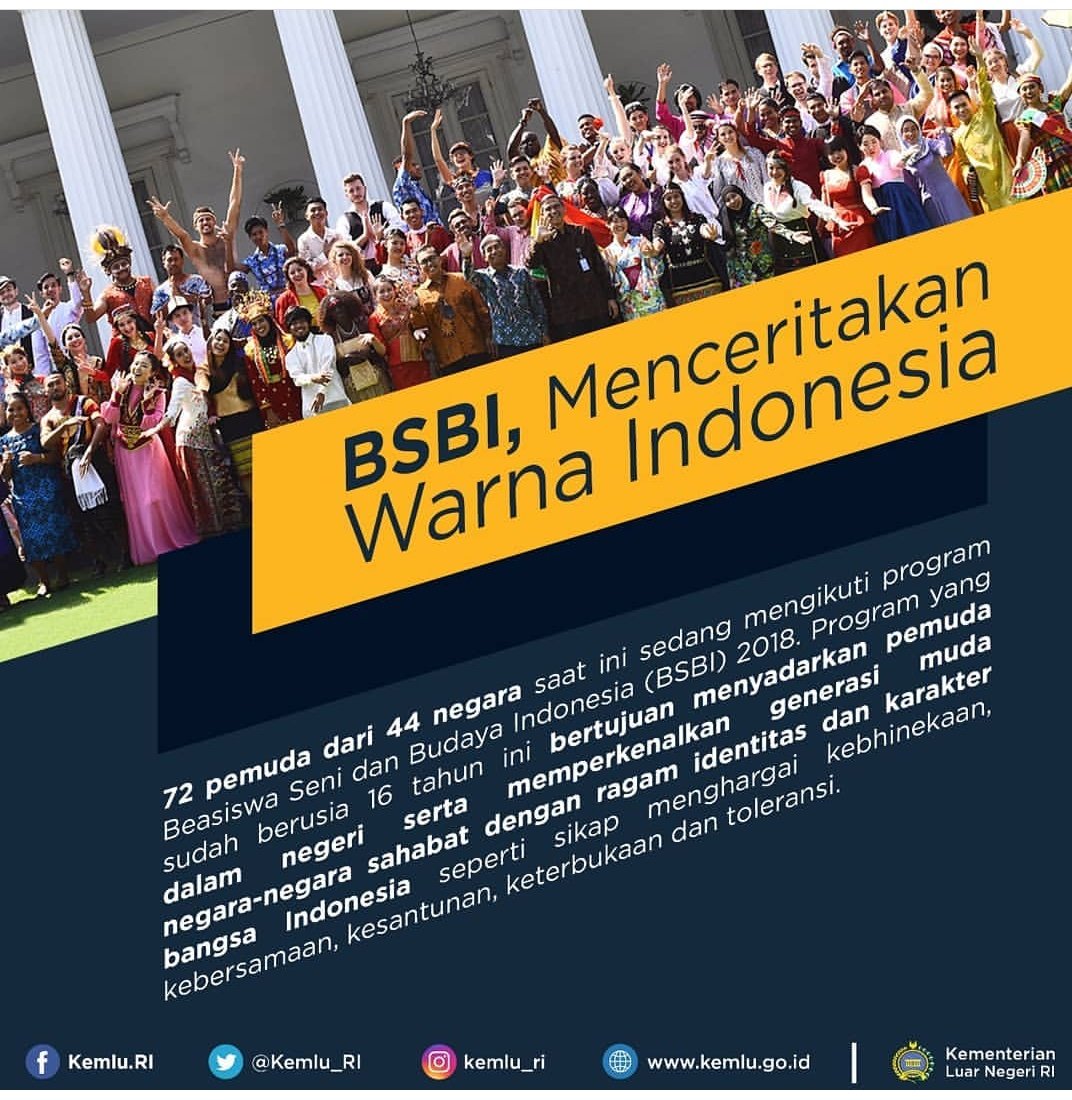 “By studying the art and culture of another country, in this case Indonesia, you receive not only experience but you also become part of the process of building a bridge of understanding and peace for the world.' #WamenluFachir 
#BSBI2018 #IACS2018