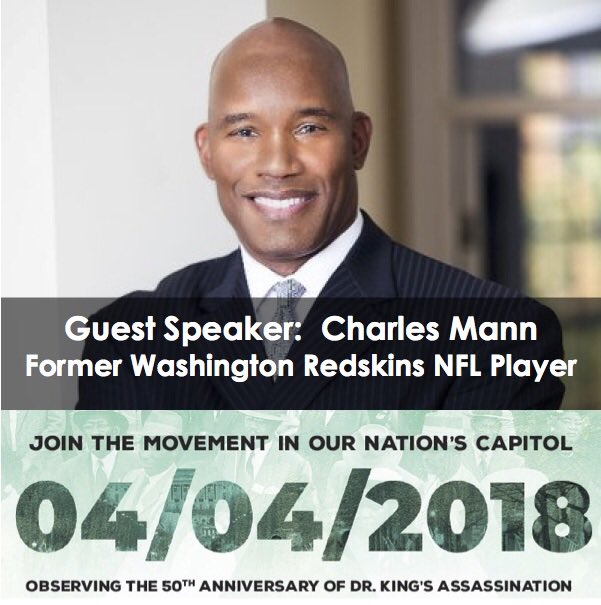 04042018MLK's tweet photo. #BreakingNews Former Washington Redskins player #CharlesMann joins 04/04/2018 National Initiative to observe the 50th Anniversary of Dr. King’s Assassination - join the movement at https://t.co/KiXlldpB1W #04042018 #unity #love #empowerment #NFL #NFLHallOfFame #StandUp #SpeakOut https://t.co/MFFhMROLBi