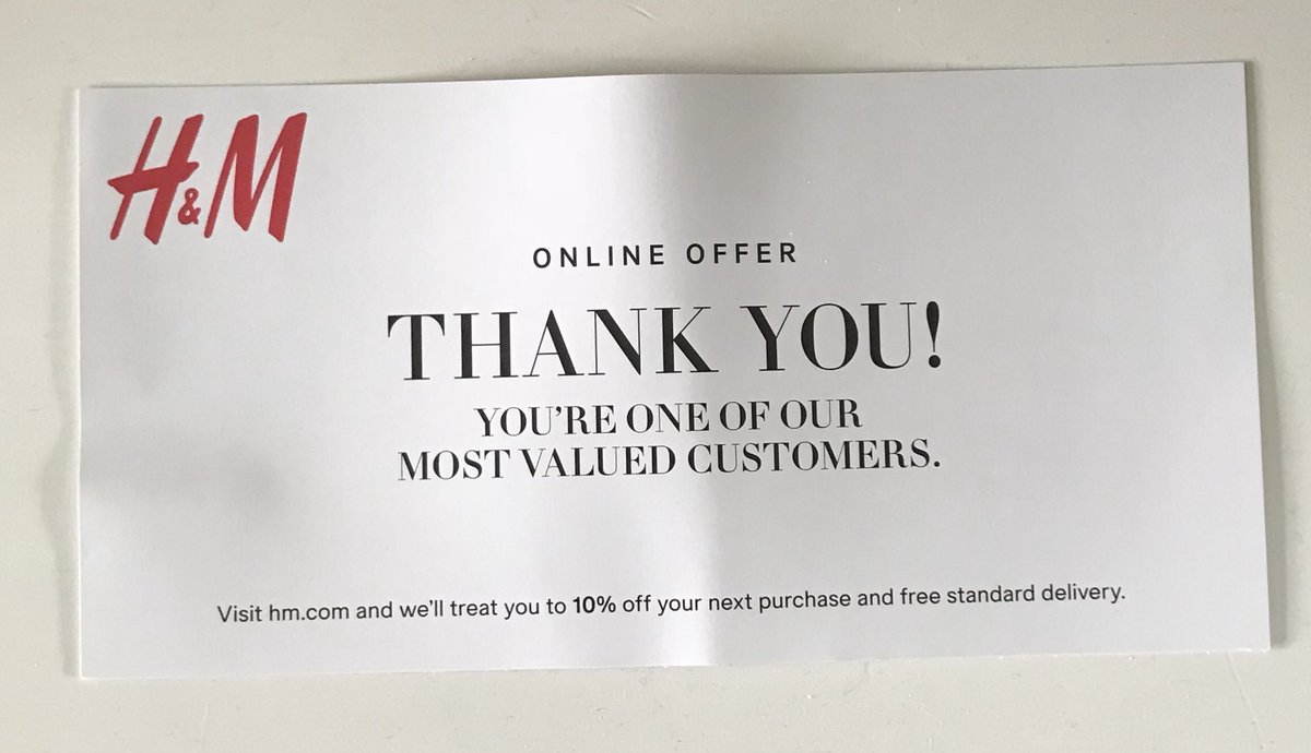 Epic_Steph1's tweet photo. @hm are absolutely ridiculous with their policies! As a loyal customer I’ve been blacklisted from their online ordering system for no reason! 🤬😤 then to add insult to injury they’ve sent me this in the post....#IsThisAJoke?! https://t.co/QclohbrzZO