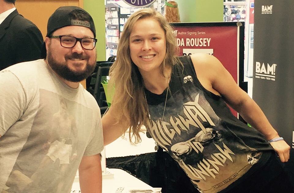 JamesBryin's tweet photo. Look at @Atrainliner hanging out with my girl @RondaRousey who I selected for my Federation Roster on the latest episode of @TheDraftPod! Watch out Andy, she’s on my squad now! #MyTeamWon #RowdyRonda #WrestleMania #NewEpOutNow https://t.co/1caiVSgvET
