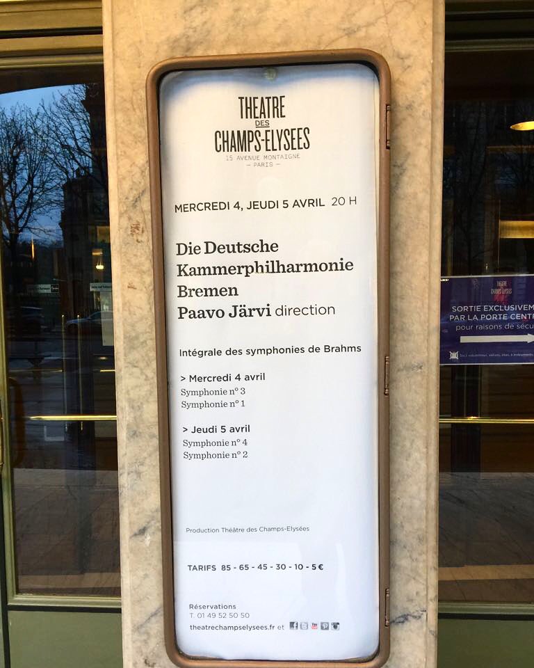 Brahms Symphony Cycle with    The Deutsche Kammerphilharmonie Bremen at the Théâtre des Champs-Elysées. #dkamontour #dkambrahms DW Deutsche Welle Deutsche Welle TV medici.tv #paavojarvi
Program/tickets: bit.ly/2EfHKe6