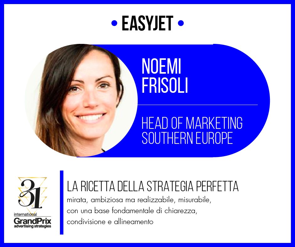 GrandPrixTVN's tweet photo. Noemi Frisoli @easyJet nel Comitato di Selezione del GrandPrix Advertising Strategies 31ma edizione
#SegniParticolari
instancabile viaggiatrice, con una passione per il brand building
Scopri tutti i #giurati https://t.co/hJu7QFvpEA
#GPAdvertising31 #grandprix31 #tvnmediagroup https://t.co/ocufPyWwAx