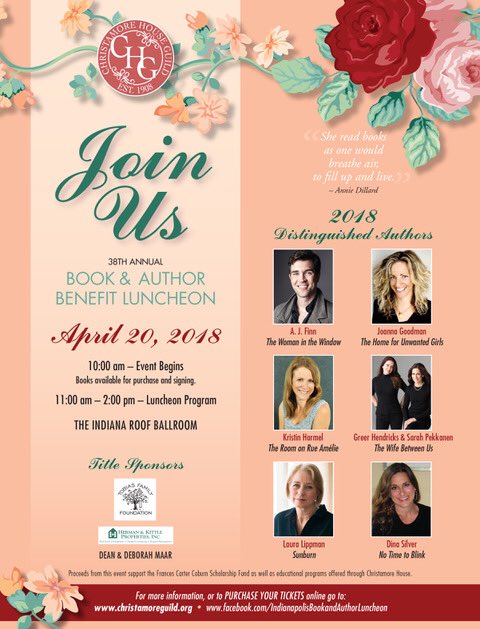 chguild's tweet photo. Calling all booklovers!  Join us on April 20th for the #CHGBookandAuthor Luncheon to help raise scholarships for the youth of @ChristamoreIndy. TICKETS going fast at https://t.co/T4tv8Lt0TG. https://t.co/GCOsiB71fq