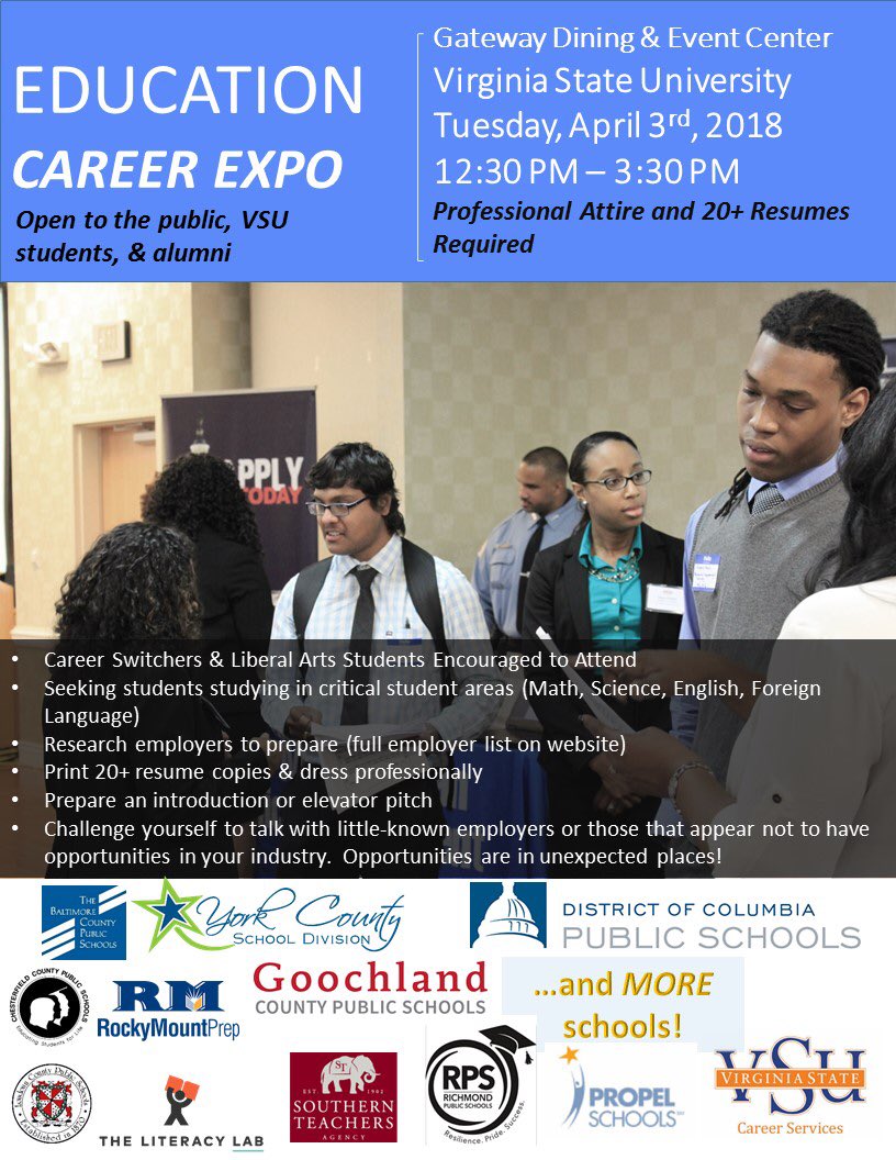 Happening today starting at 12:30, our Education Career Expo! We hope to see you there!