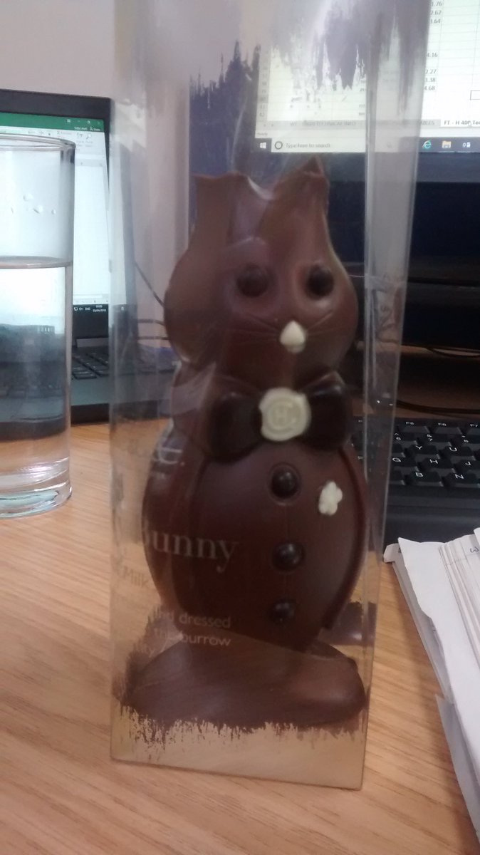 sally_davison's tweet photo. When you arrive into the office and there's chocolate on your desk... #thebunnygetsit https://t.co/1YEWoGP9PT
