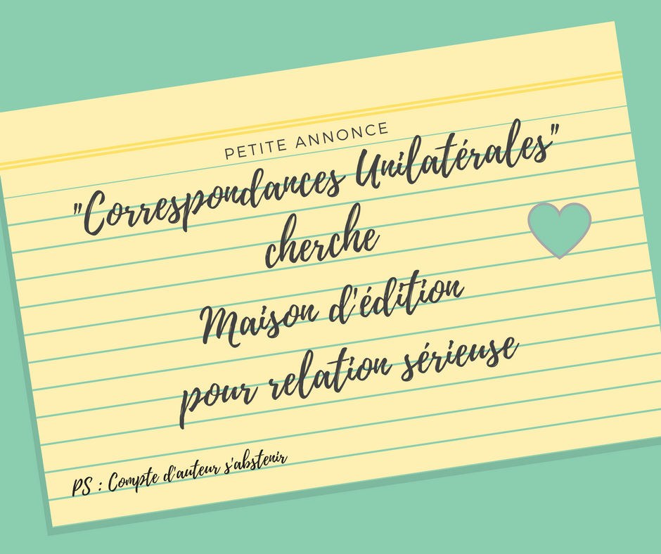 PipoCalme's tweet photo. "Correspondances Unilatérales" cherche sa maison d'édition pour passer du format blog au format papier ! tout est ici https://t.co/uyNoqjwZDD 
#correspondancesunilatérales #maisondedition https://t.co/l7khds0K45