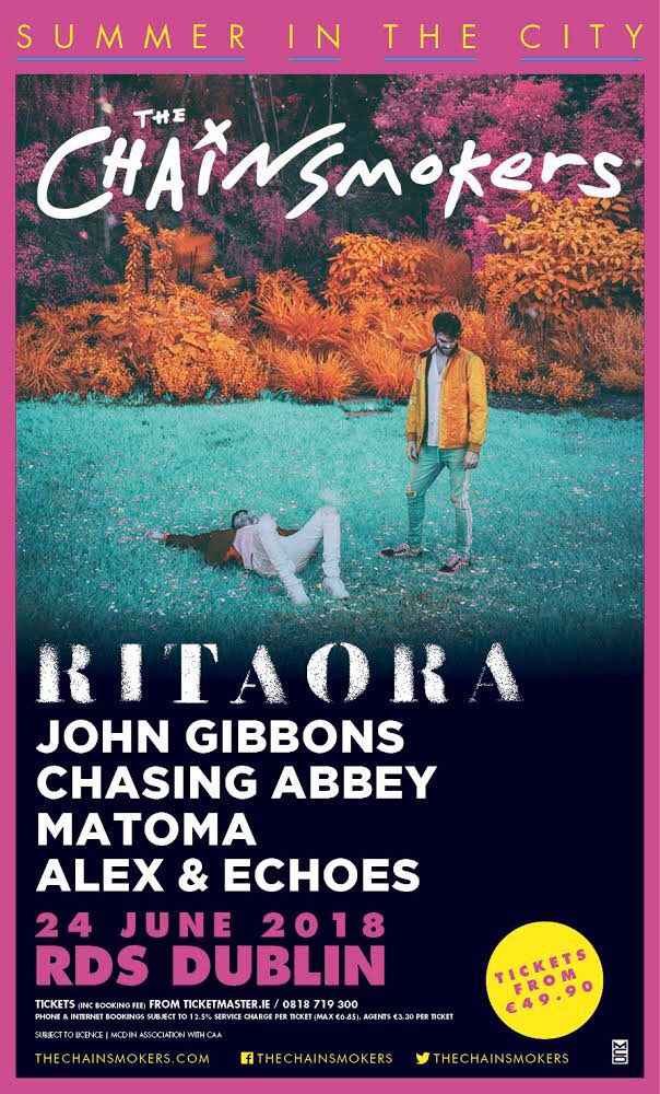 iamjohngibbons's tweet photo. 🇮🇪 DUBLIN 🇮🇪 We’re coming back strong this summer. Delighted to announce I’m joining @thechainsmokers and @ritaora at the RDS in June💥 

Tickets available now 👊 https://t.co/ieVOqX4o2E
