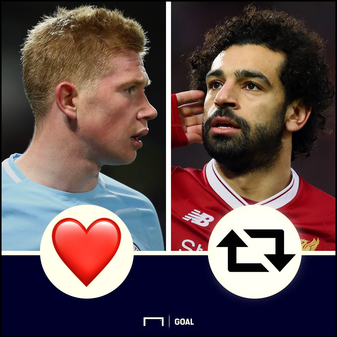 GoalNews's tweet photo. Come on then Twitter - who's your Premier League Player of the Year? 🤔

Hit LIKE for De Bruyne!
Hit RETWEET for Salah! https://t.co/TiSx9TN1lv