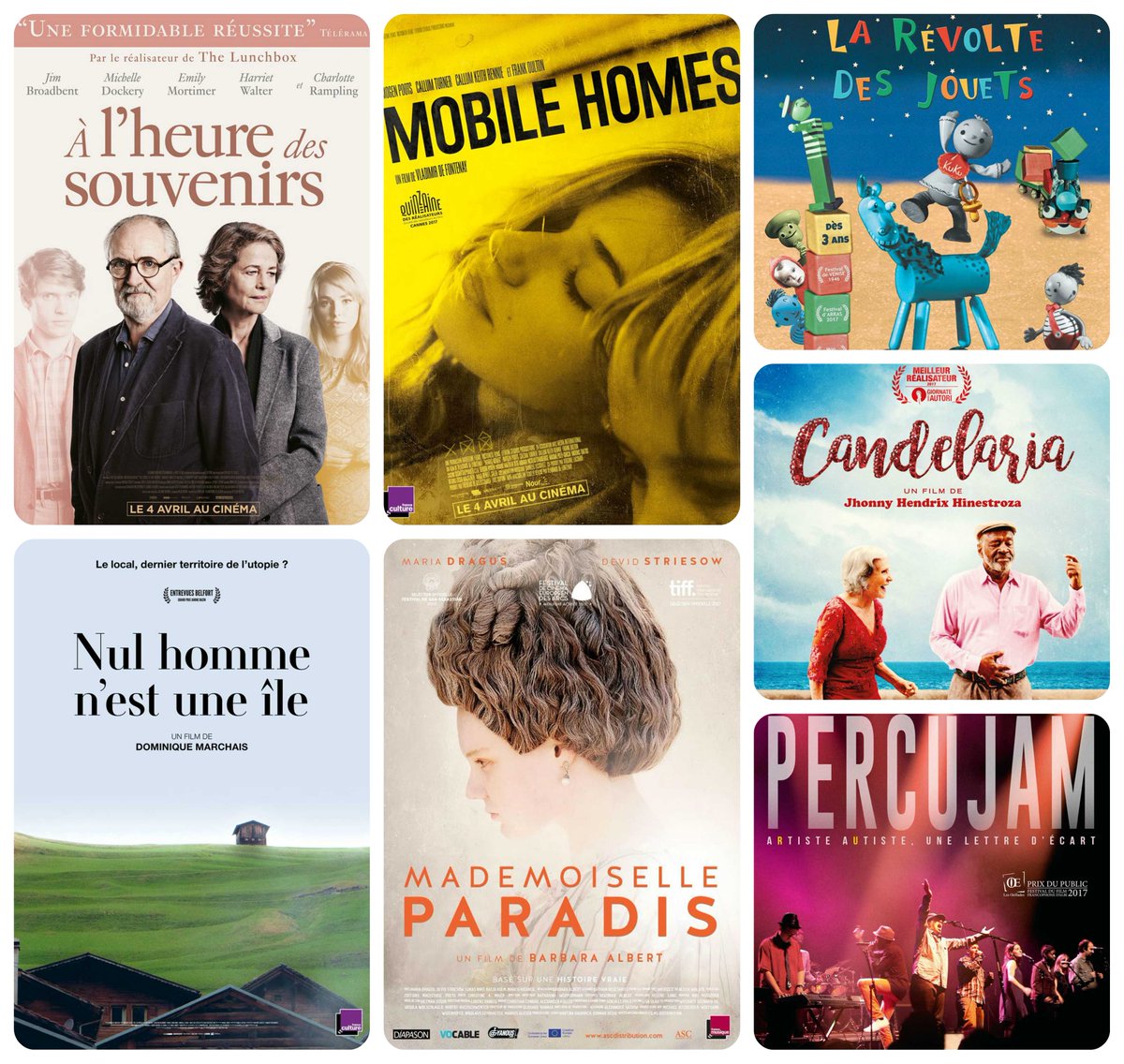 indecp's tweet photo. Sur vos écrans dès demain avec @indecp !
 #AlHeureDesSouvenirs #NulHommeNEstUneIle #MobileHomes #MademoiselleParadis #LaRévolteDesJouets #Candelaria #Percujam #indecp #sorties #sortiesciné #ciné #dématérialisation #films #cinema https://t.co/G6x1qIiQBG