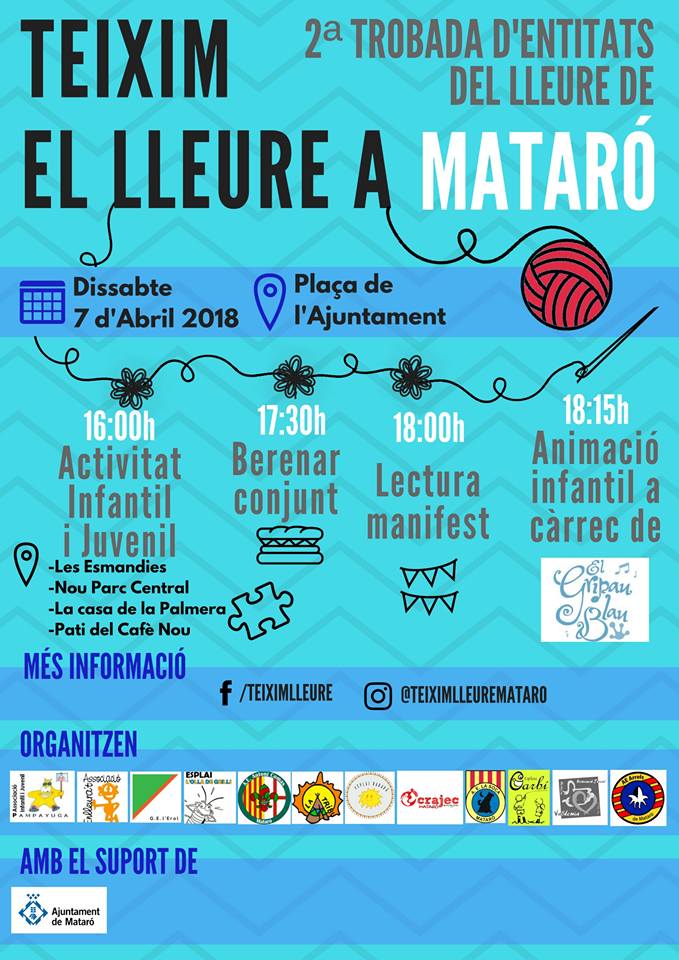 LOlladegrills's tweet photo. Aquest dissabte assistirem a la trobada d'entitats de lleure de Mataró !!! Quines ganes de trobar-nos amb la resta d'entitats de la ciutat!! Us hi esperem 🙌🏼🙌🏼 #teiximellleure https://t.co/Pgh0XSRSMG