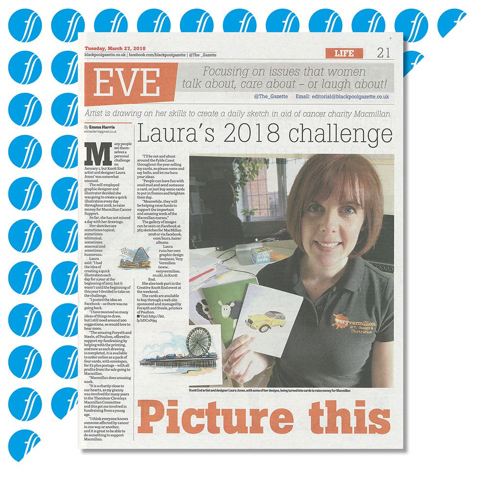 forsyth_steele's tweet photo. Here at Forsyth &amp; Steele we are proud to be supporting Laura at Very Vermilion in her drawing project in aid of Macmillan nurses. Laura will need a lot of inspiration to complete her 365 illustrations so please give her all the support that you can. #macmillancancer #illustration https://t.co/s6AhJUQGfr