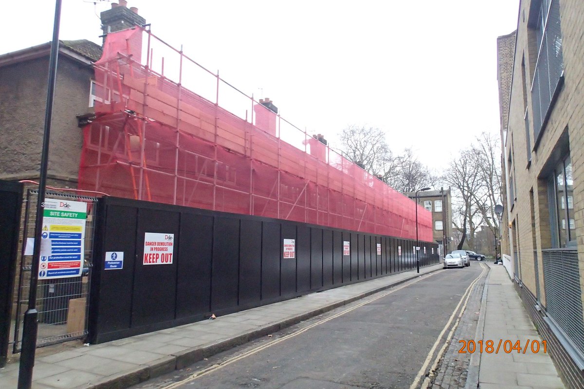 DortonGroup's tweet photo. Hoarding and Scaffold erected at our demolition site in hackney  @DortonGroup #demolition #PrincipleContractor https://t.co/TjVVaUI3rU