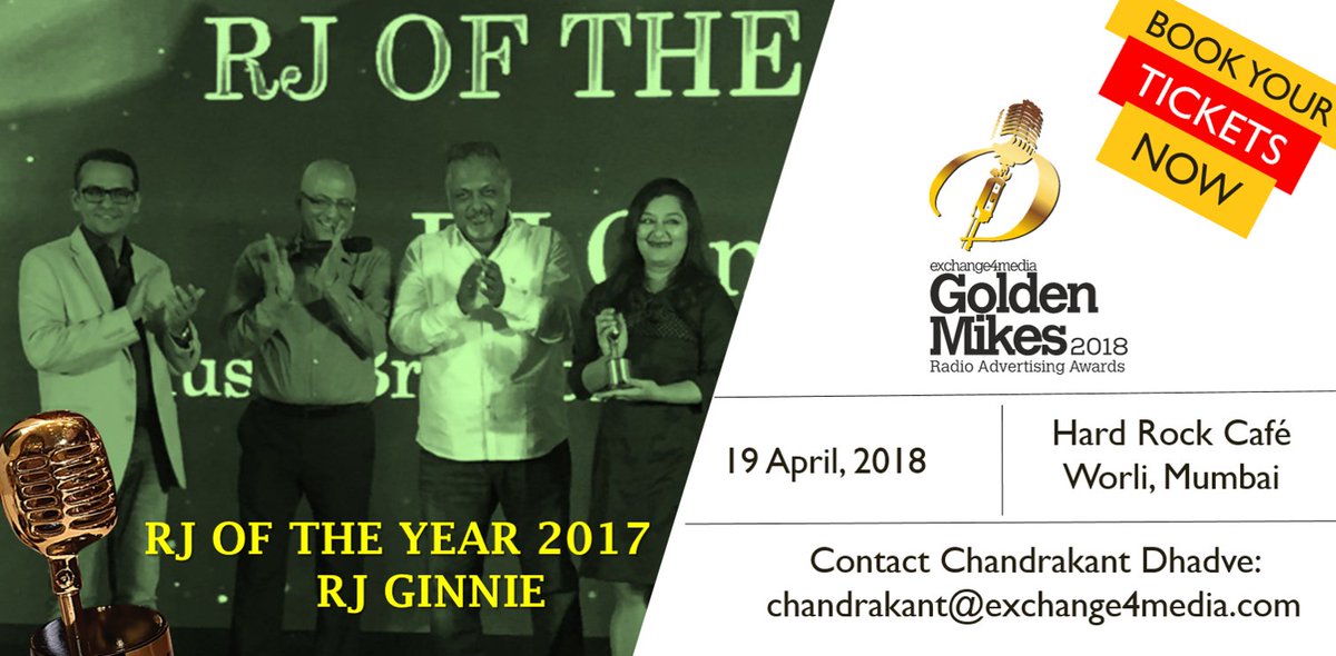 e4mevents's tweet photo. #GoldenMikes #Recap2017 @rjginnie was "RJ OF THE YEAR 2017"
Stay tuned to know who wins THE BIG TITLE this year!
@MirchiJeeturaaj @MaheshNBhatt @PoojaB1972 @MirchiRJNaved @RjDhvanit @bladeshankar @OberoiD @semmaragala @RJChaitu @rjraunac @mymalishka @RJdevaki https://t.co/iNCod2HlFZ