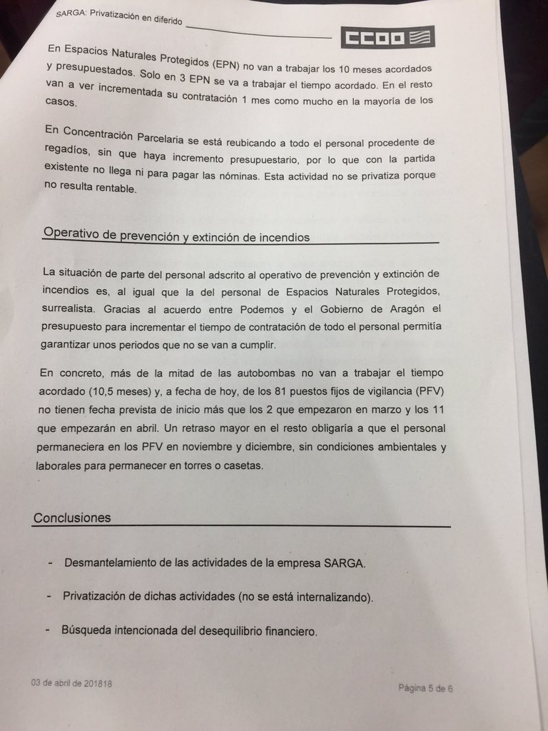 FscAragon's tweet photo. #OlonaPrivatiza  #EspaciosNaturalesProtegidos #ConcentracionParcelaria #OperativoDeIncendios  @joaquinolona https://t.co/vv0dWg0MvZ