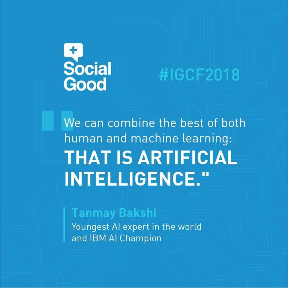 plus_socialgood's tweet photo. The world's youngest #AI expert, @TajyMany, spoke about the power of artificial intelligence and the human brain at the International Government Communication Forum. #IGCF2018 https://t.co/AGLGVEyPum