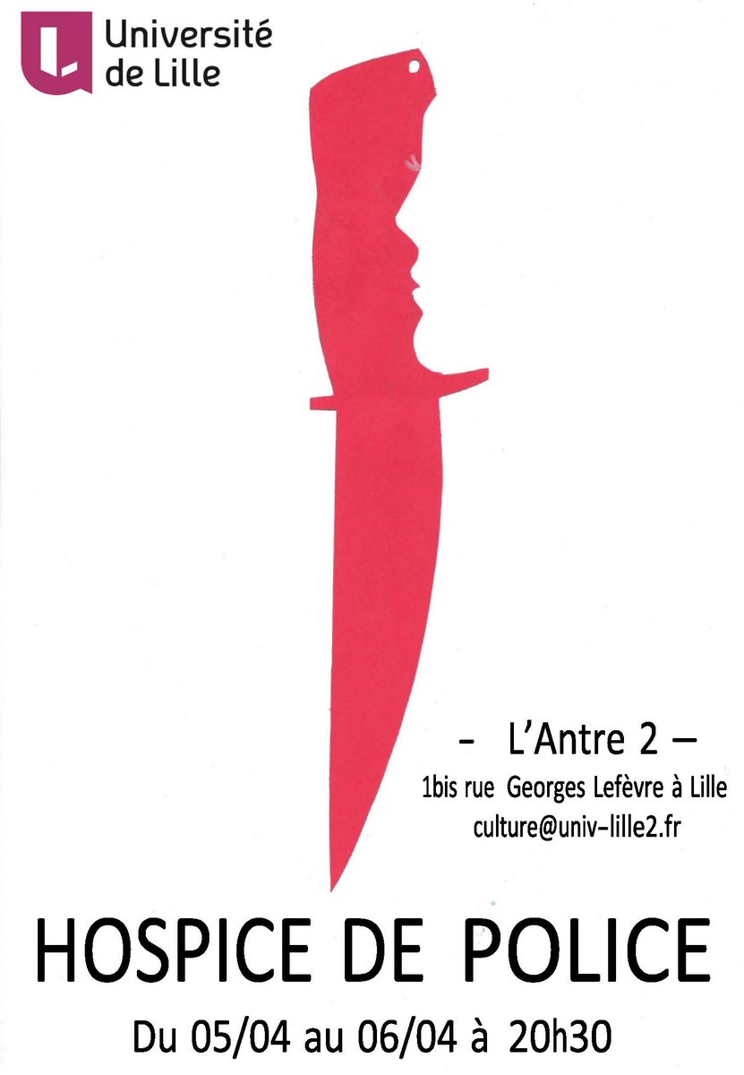 CultureUL2's tweet photo. Jeudi et vendredi à 20h30 à l'Antre-2, découvrez la comédie musicale "Hospice de police" créée par les étudiants de l'Université !!
 Réservez vos places à culture@univ-lille2.fr https://t.co/ZMzlYk6QfM