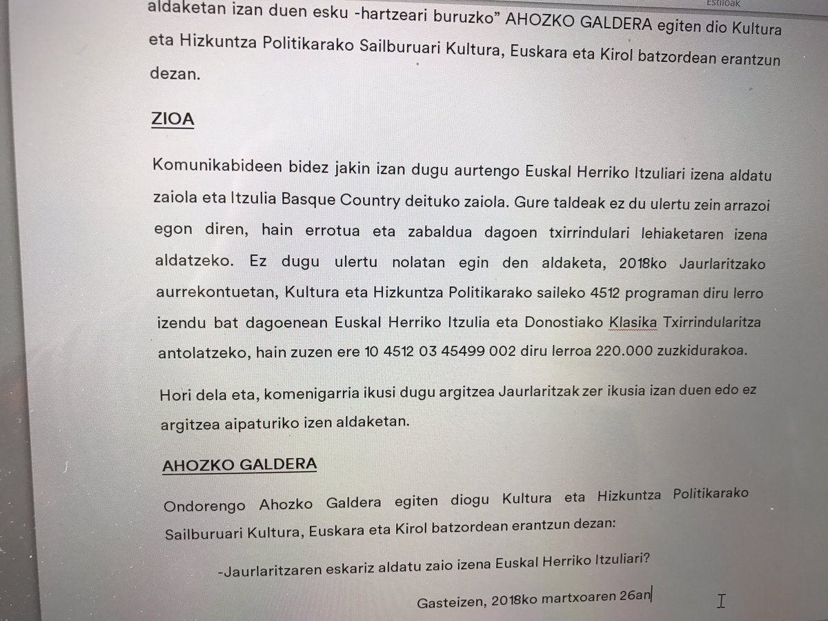RebekaUbera's tweet photo. Zergatik Itzulia Basque Country? Zergatik ez Euskal Herriko Itzulia?Noren erabakia izanda? Jaurlaritzak zerikusia izan du,finantzatzen duelako? @ehbildu k Legebiltzarrean Sailburuari galdetuko dio https://t.co/2SSDM9rvGo