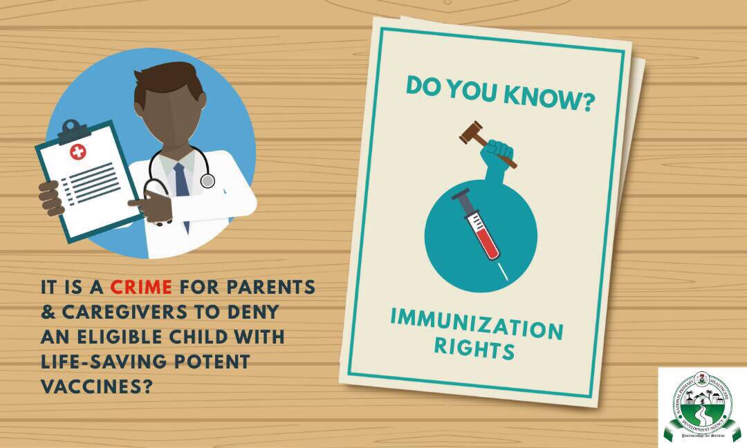 NphcdaNG's tweet photo. Do you know having a large number of unimmunized children is not acceptable in Nigeria? 
We must collectively play our part by getting children between 0 to 5 years immunized. I support Immunization, do you? 
#SupportImmunization https://t.co/OKAjnQMUg7