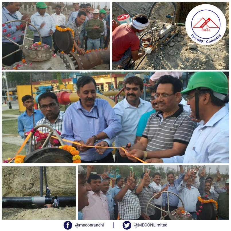 MECONLimited's tweet photo. A major breakthrough achieved as #MECON successfully charged & commissioned Phulpur Varanasi 30" dia pipeline of 100 km & 8" dia pipeline of 10 km section with RLNG on 31.03.18. This has a vital role in JHBDPL first leg under Pradhan Mantri Urja Ganga Project.#MECONFoundationWeek https://t.co/518BBnaQ56