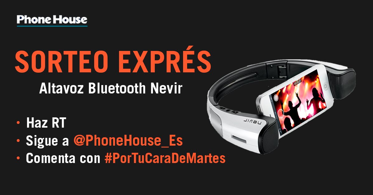 PhoneHouse_Es's tweet photo. 🙌 ¡Celebramos nuestros #OhHappyDays con #SORTEO exprés! 🙌

Para participar:    

1⃣ Haz RT   
2⃣ Sigue a @PhoneHouse_ES  
3⃣ Comenta con #PorTuCaraDeMartes   

 Y mañana, este #altavoz bluetooth puede ser tuyo 🎶

¡¡¡SUERTE!!! 🤞    

Bases: https://t.co/0ieLp8ECjl https://t.co/v5dfXsjEIF
