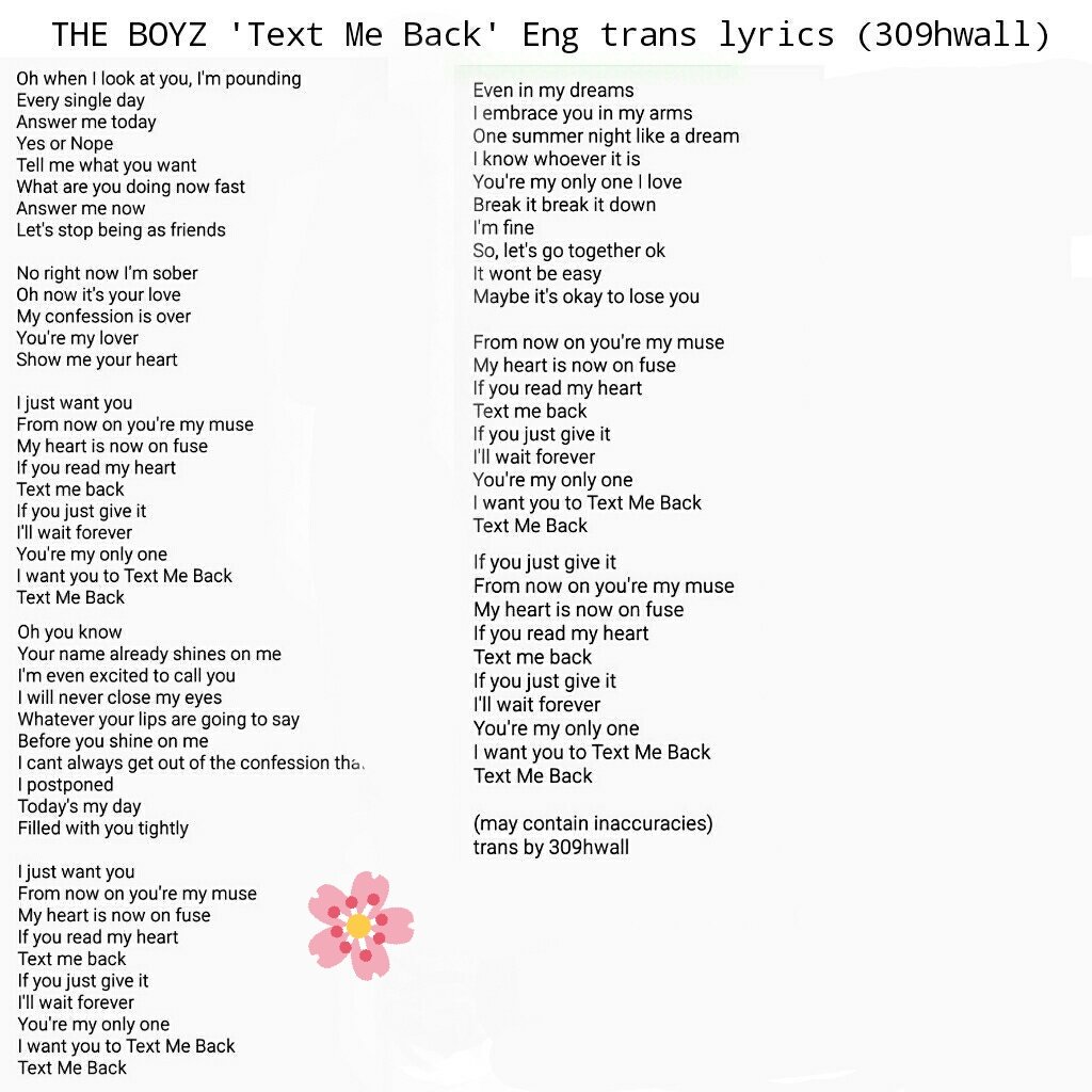 309hwall's tweet photo. THE BOYZ 'Text Me Back' Eng lyrics trans ❤

#THE_BOYZ #GIDDY_UP https://t.co/9T6Siqd2YW