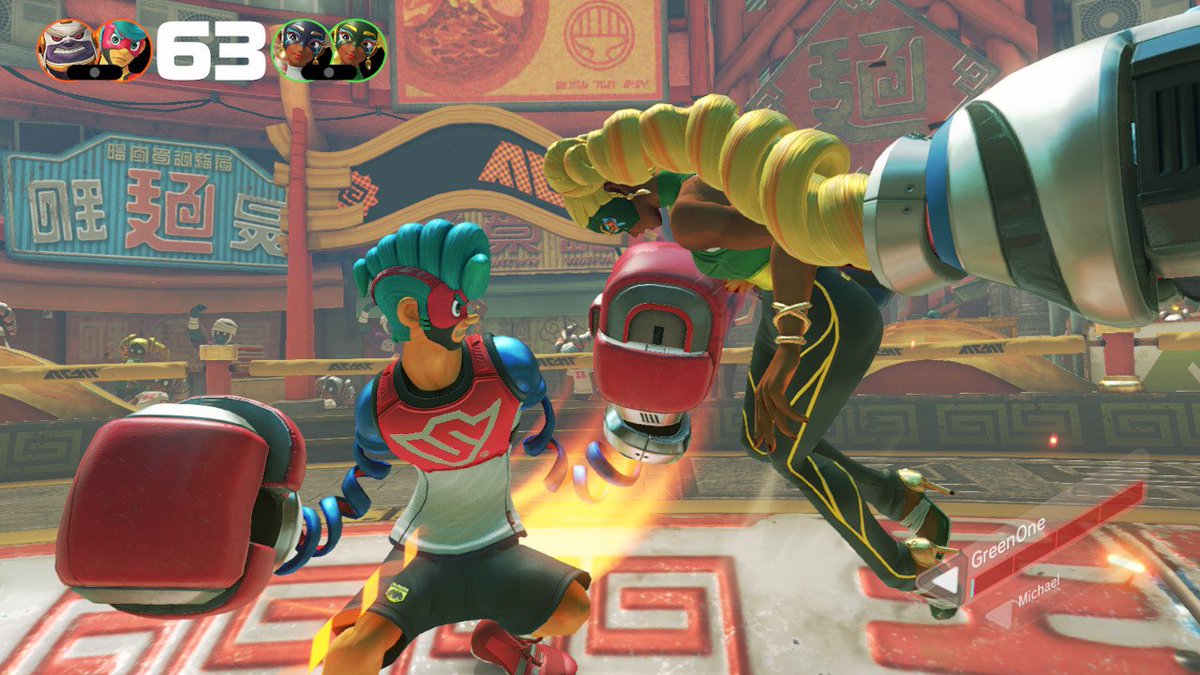 JustGreenOne's tweet photo. "Oh no!" is what I said when I accidentally hit the capture button at this exact moment... #ARMS #GlobalTestpunch #NintendoSwitch https://t.co/xQjunvBh4m