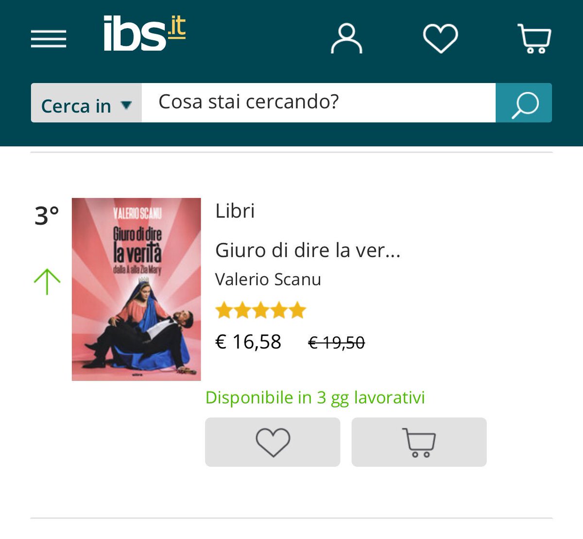 Giuro di dire la verità dalla A alla Zia Mary <a href="/UltraEdizioni/">UltraEdizioni</a> è terzo in classifica su @IBS_it #Giuro #ScanuBio #senzafiltri #tuttalaverità