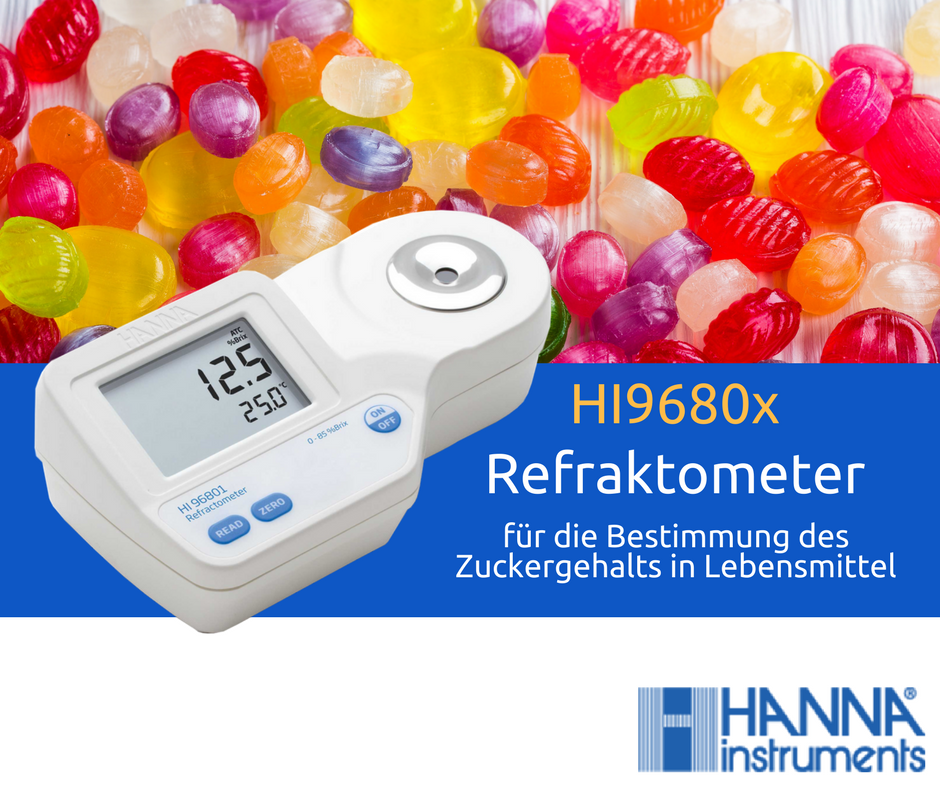 HannaInstAT's tweet photo. Hanna's digitale #Refraktometer der HI9680x Serie bestimmen schnell und einfach den #Zuckergehalt in #Lebensmittel 🍫🍬🍭
#Brechungsindex #Brix #Fruktose #Glukose #Food #Zucker https://t.co/jwTiMiuz3M