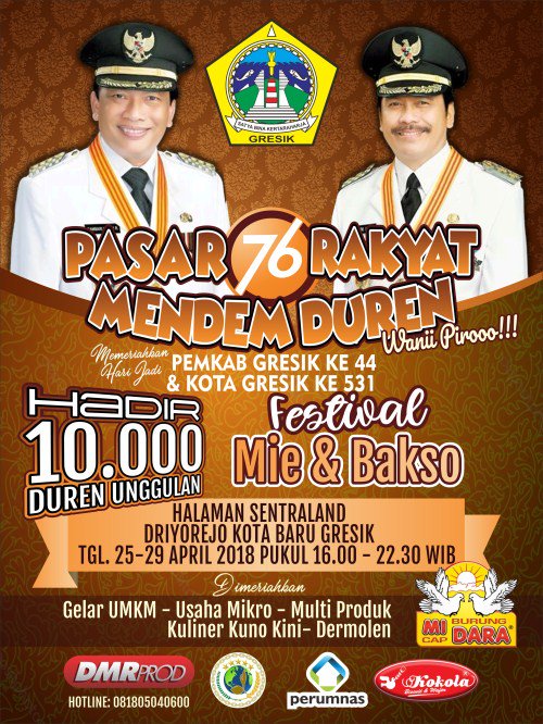 Pasar Rakyat Mendem Duren – Festival Mie &amp; Bakso | 25-29 April 2018 | Halaman Sentraland Driyorejo Kota Baru Gresik | Hotline: 081805040600