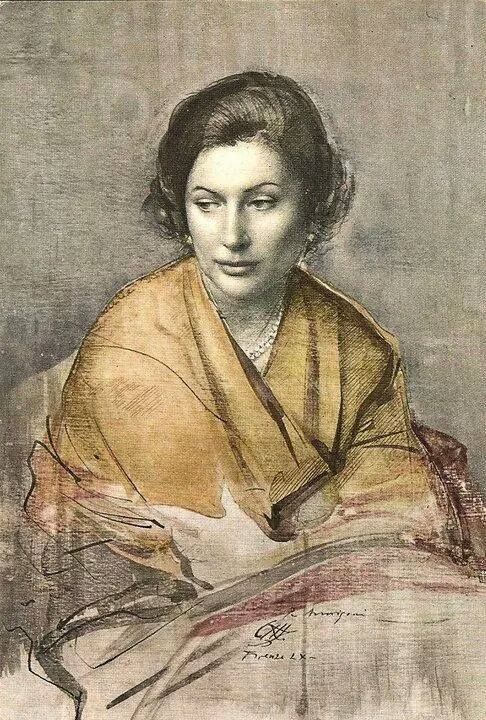 Pietro Annigoni (1910-1988). Wonderful combination of loose developmental marks and polished details.