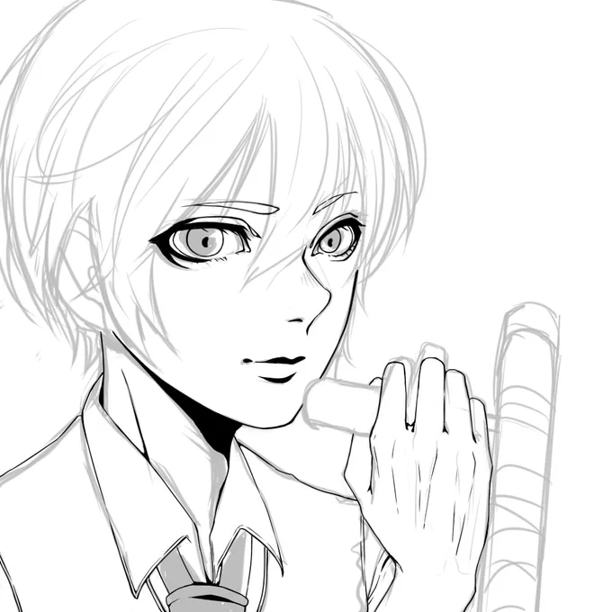 人に塗ってもらう線画描く時ってめちゃくちゃ緊張するよねって感じの絵 