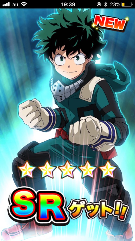 僕のヒーローアカデミア Smash Rising ヒーローニュース ガシャ Newキャラガシャ が来た 5緑谷出久 全身常時身体許容上限 4爆豪 勝己 すこぶる冷静 が新登場 新規キャラの出現率アップ中 新しい仲間を手に入れよう Dl